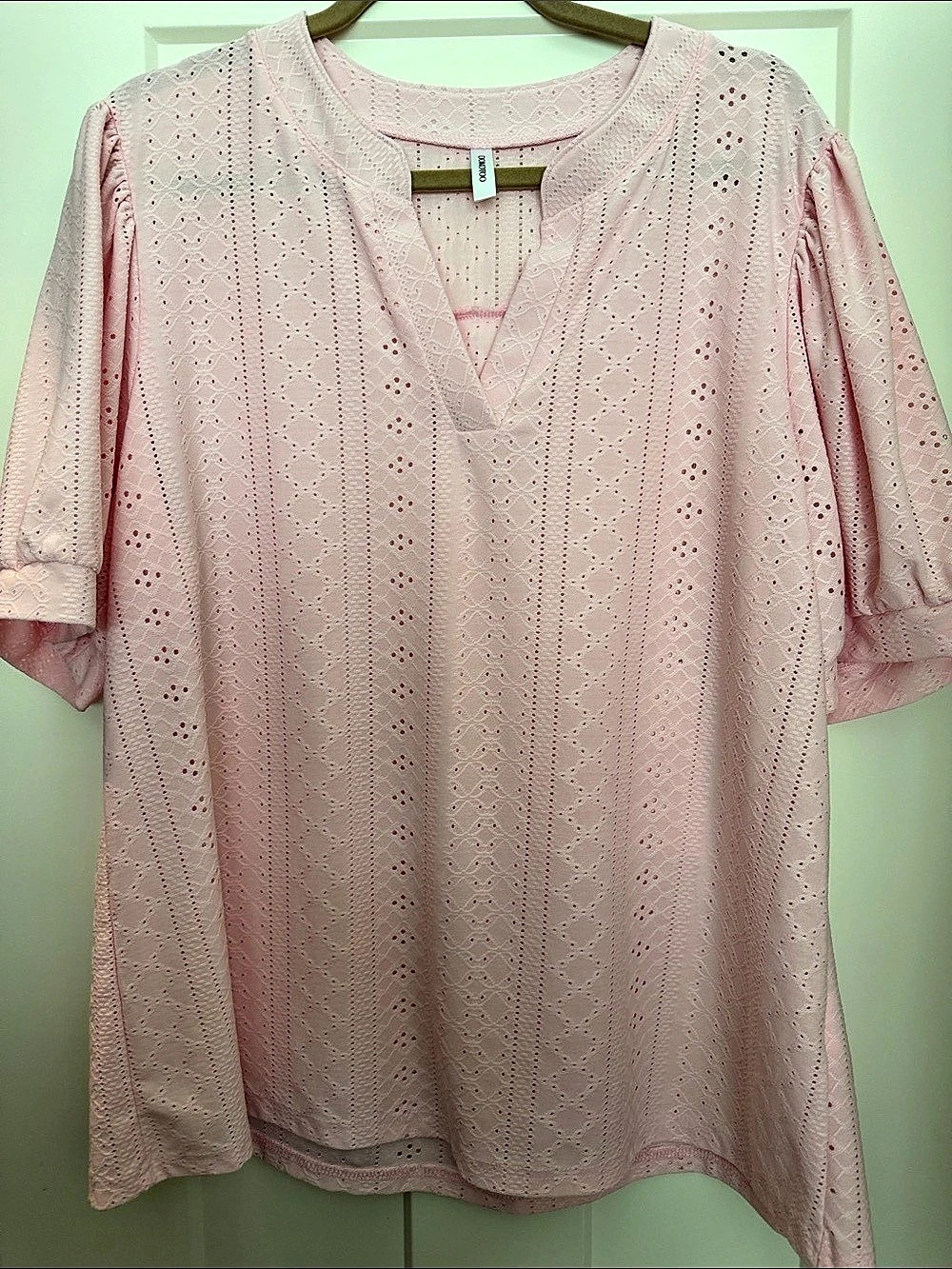 DOKOTOO Pink Eyelet Tunic